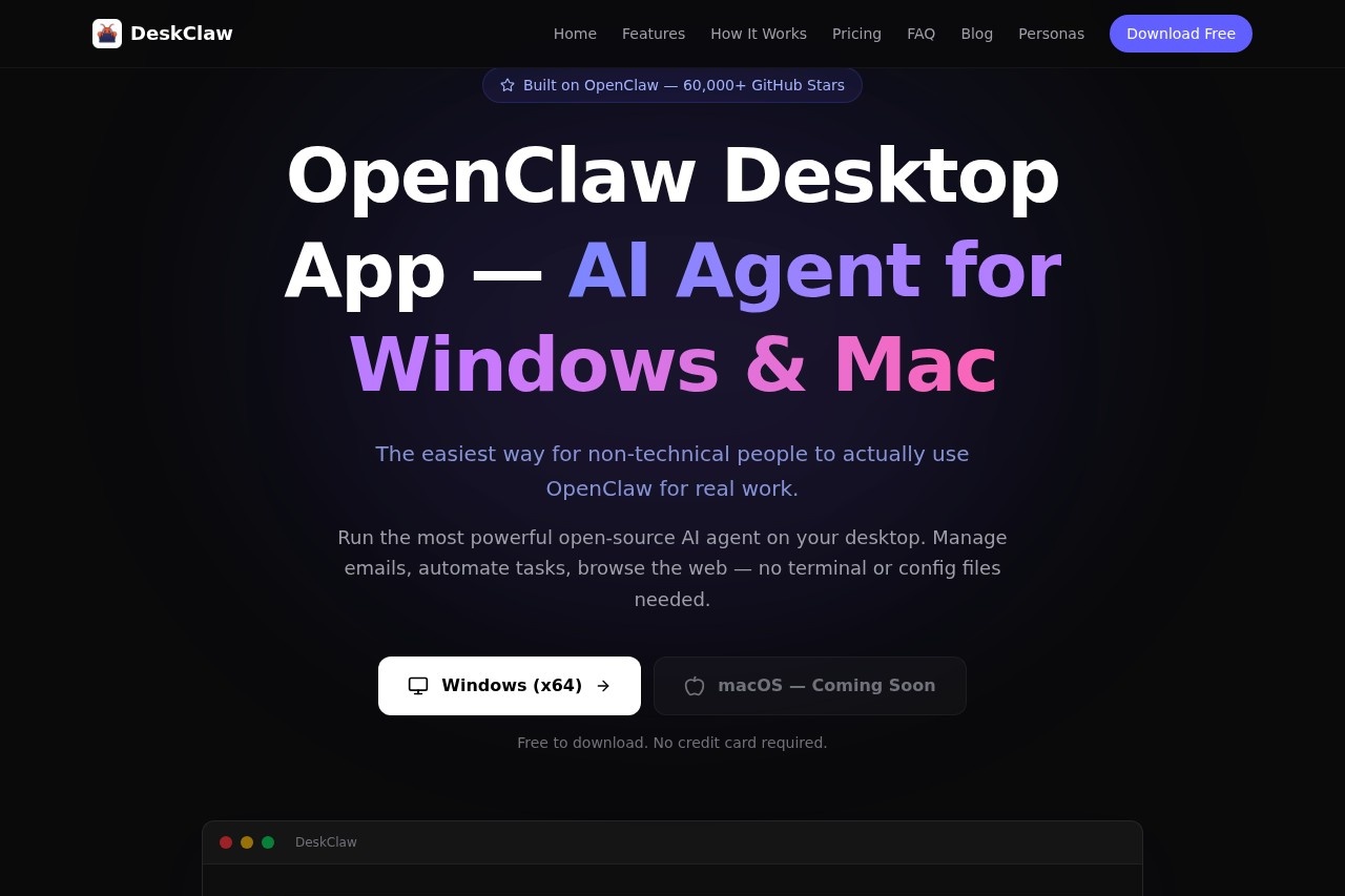 DeskClaw screenshot