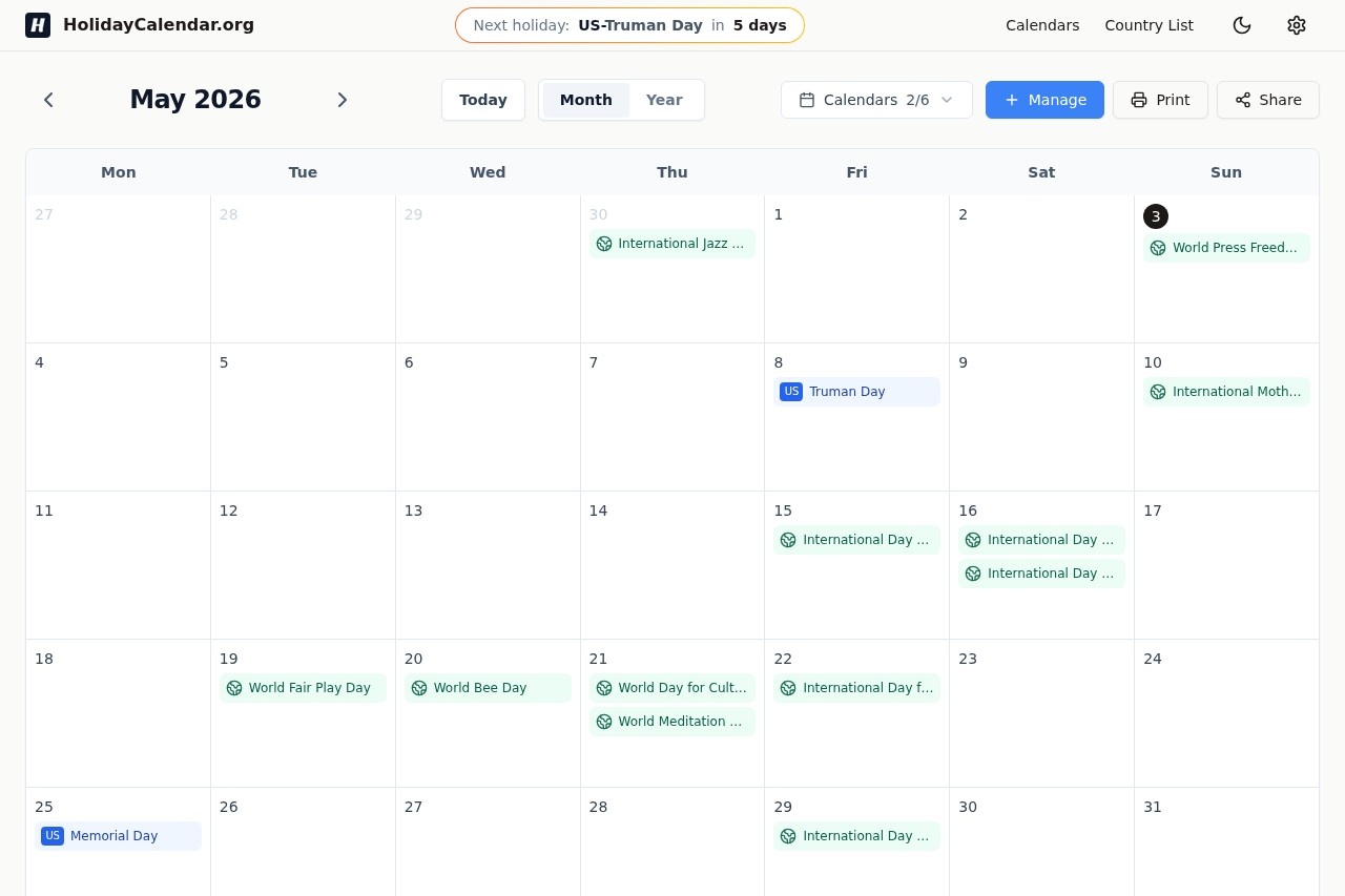 image for HolidayCalendar