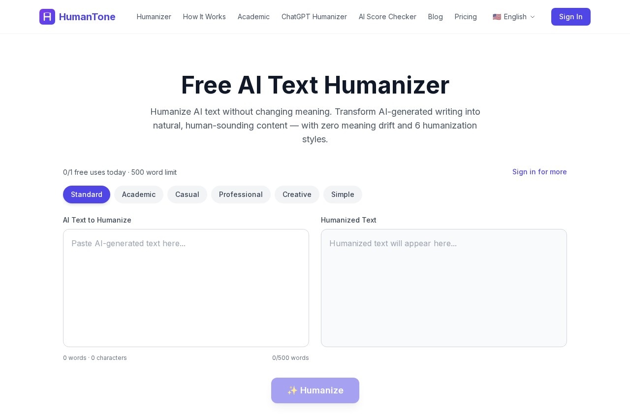 Humantone screenshot