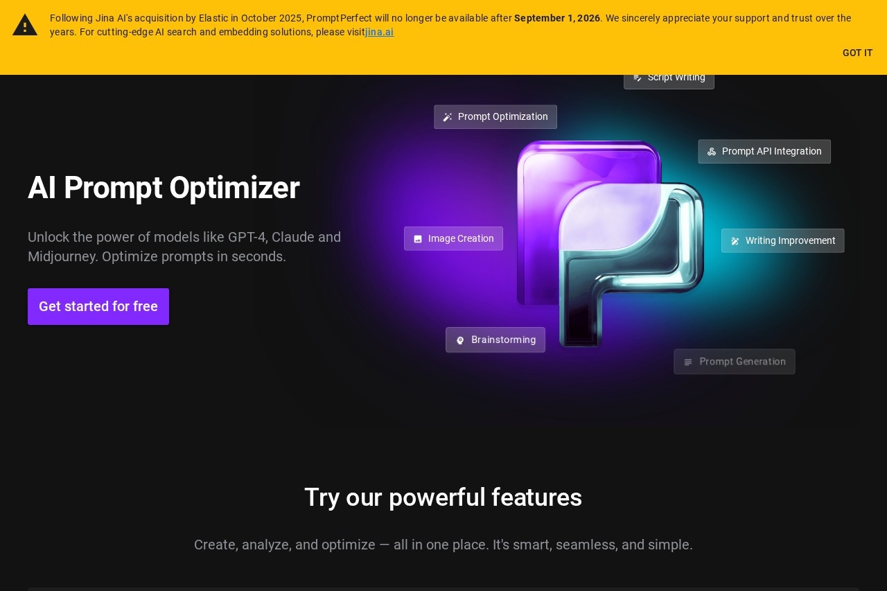 PromptPerfect screenshot