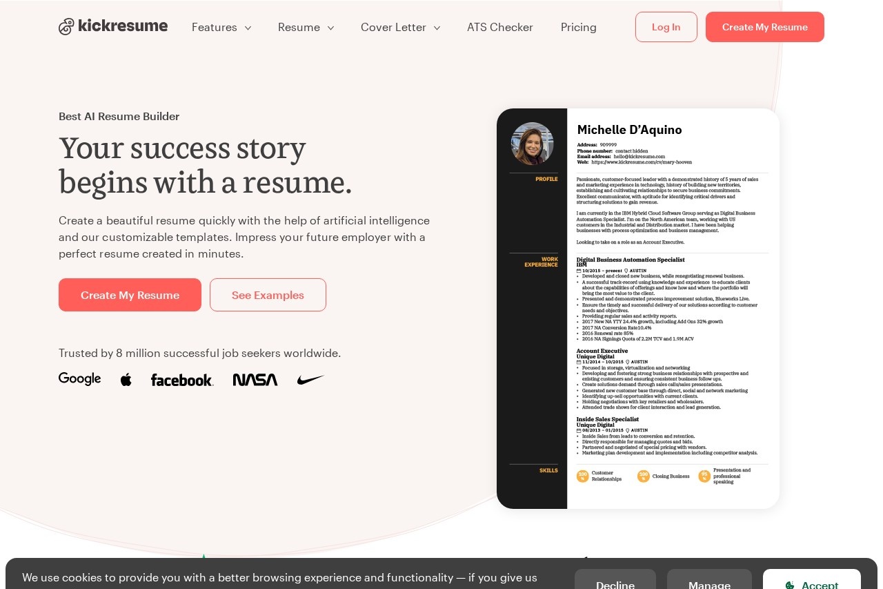 Kickresume screenshot