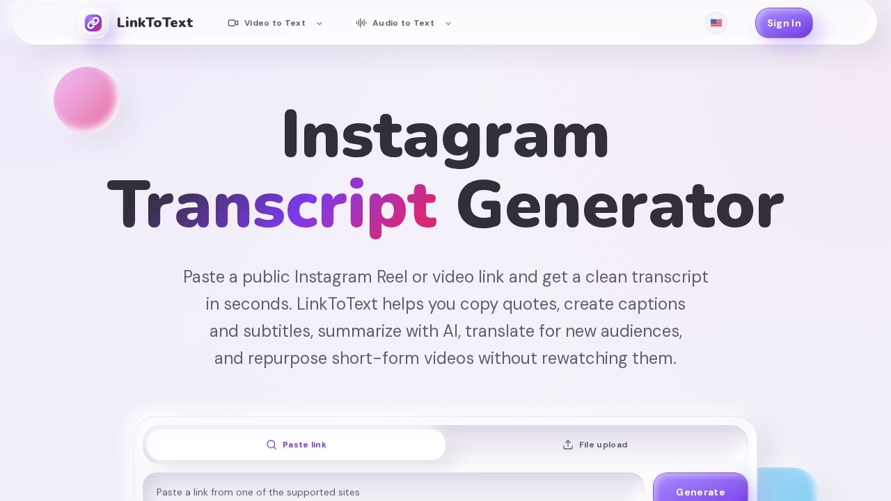 image for Instagram Transcript Generator