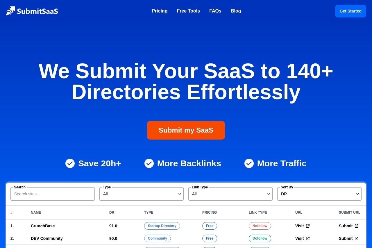 Submit SaaS screenshot