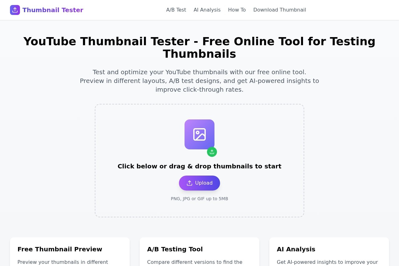 YouTube Thumbnail Tester screenshot