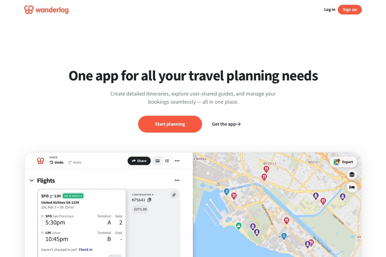 Wanderlog screenshot