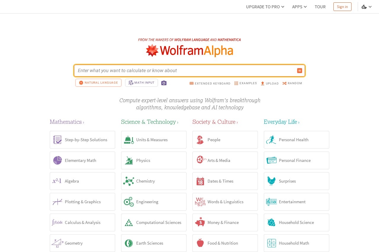 WolframAlpha screenshot