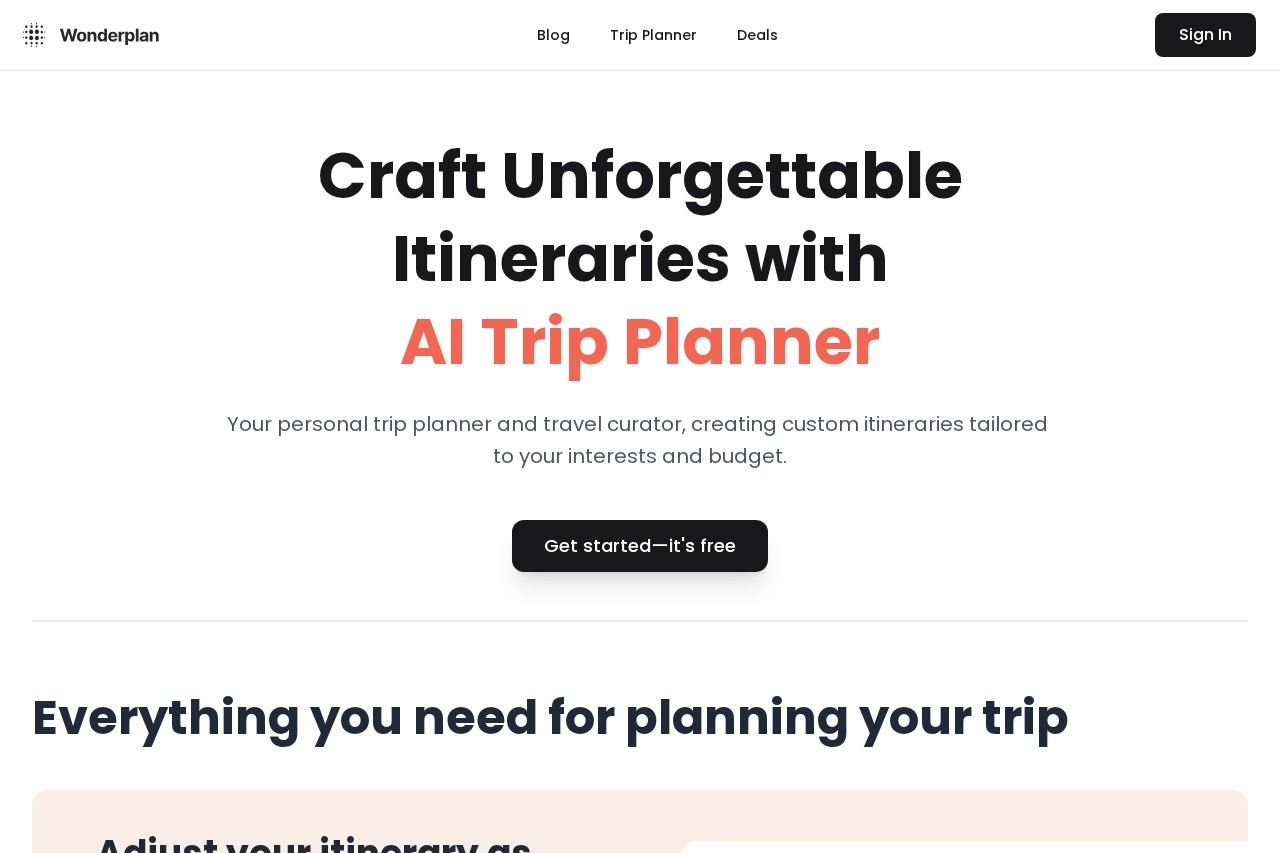 Wonderplan screenshot